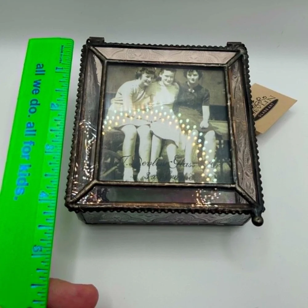 J. Devlin Art Beveled Stained Glass Photo keepsake Jewelry Trinket Box Frame